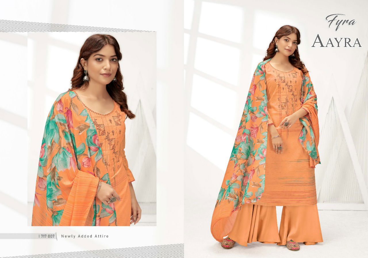 Fyra Aayra Latest Digital Print with Fancy Embroidery Swarovski Diamond Work Festive Weara Designer Pure Cotton Summer Collection Dress Material
